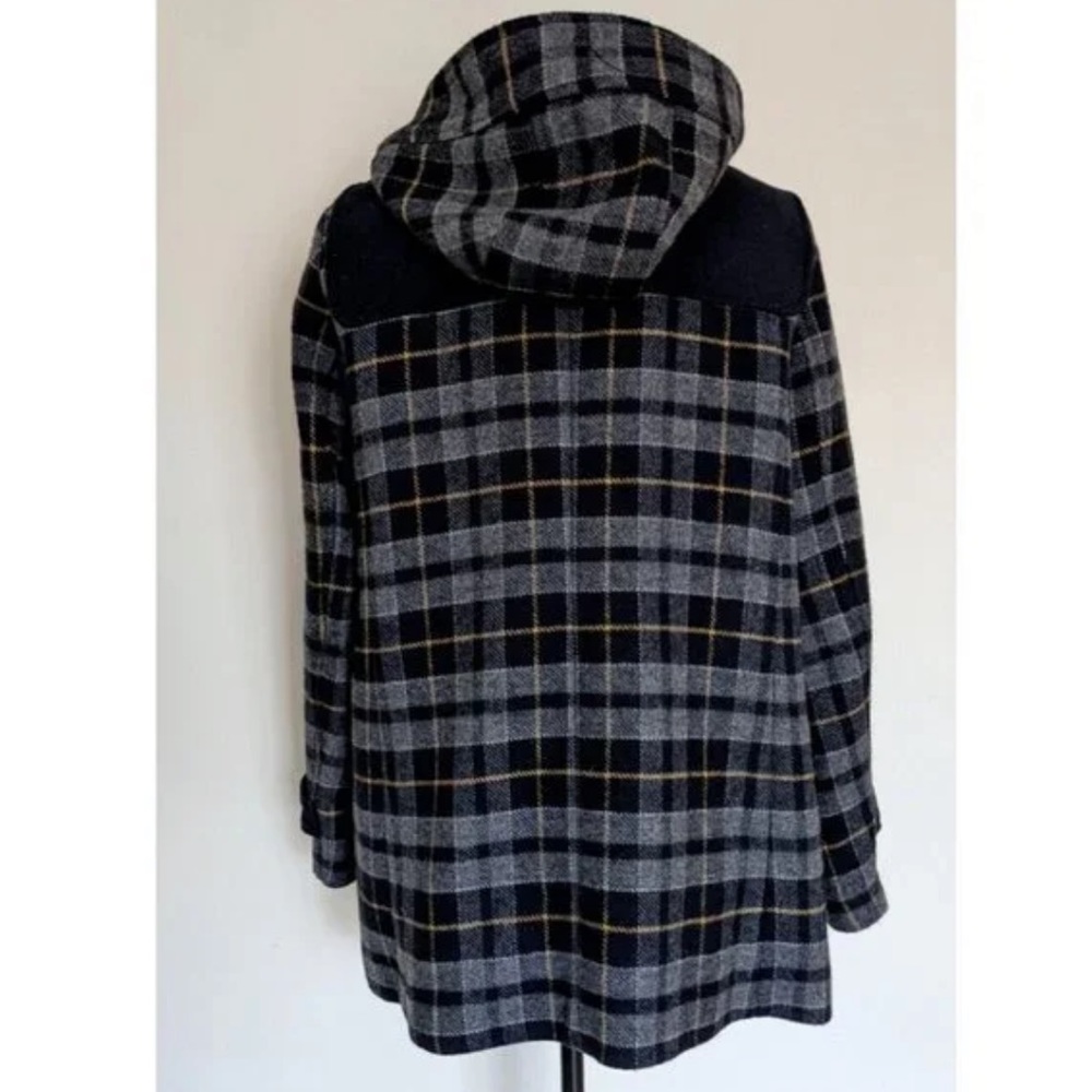 Forever New Womens Coat Jacket Wool Blend Check Grey Black Yellow Hooded… - Picture 5 of 15